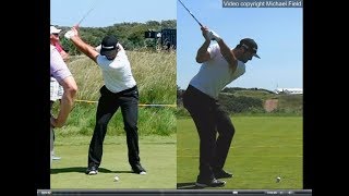 Jon Rahm golf swing  Long Iron faceon amp downtheline July 2017 [upl. by Divaj]