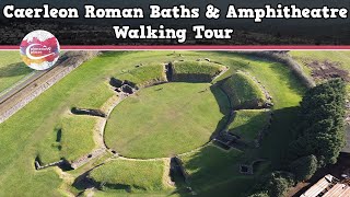 CAERLEON ROMAN BATHS amp AMPHITHEATRE WALES  Walking Tour  Pinned on Places [upl. by Annohsal]