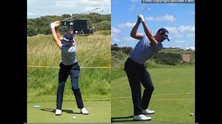 Justin Thomas golf swing  Long Iron faceon amp downtheline July 2017 [upl. by Eednarb]