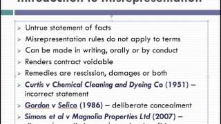 Misrepresentation Lecture 1 of 4 [upl. by Yardna]